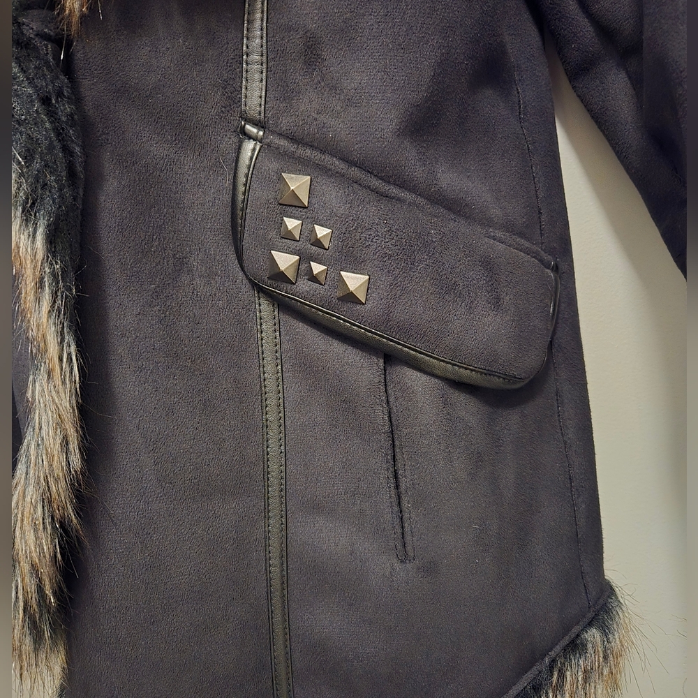 Novelti  Penny Lane Jacket Faux Suede  Faux Fur Trim & Studds Small - Picture 5 of 12